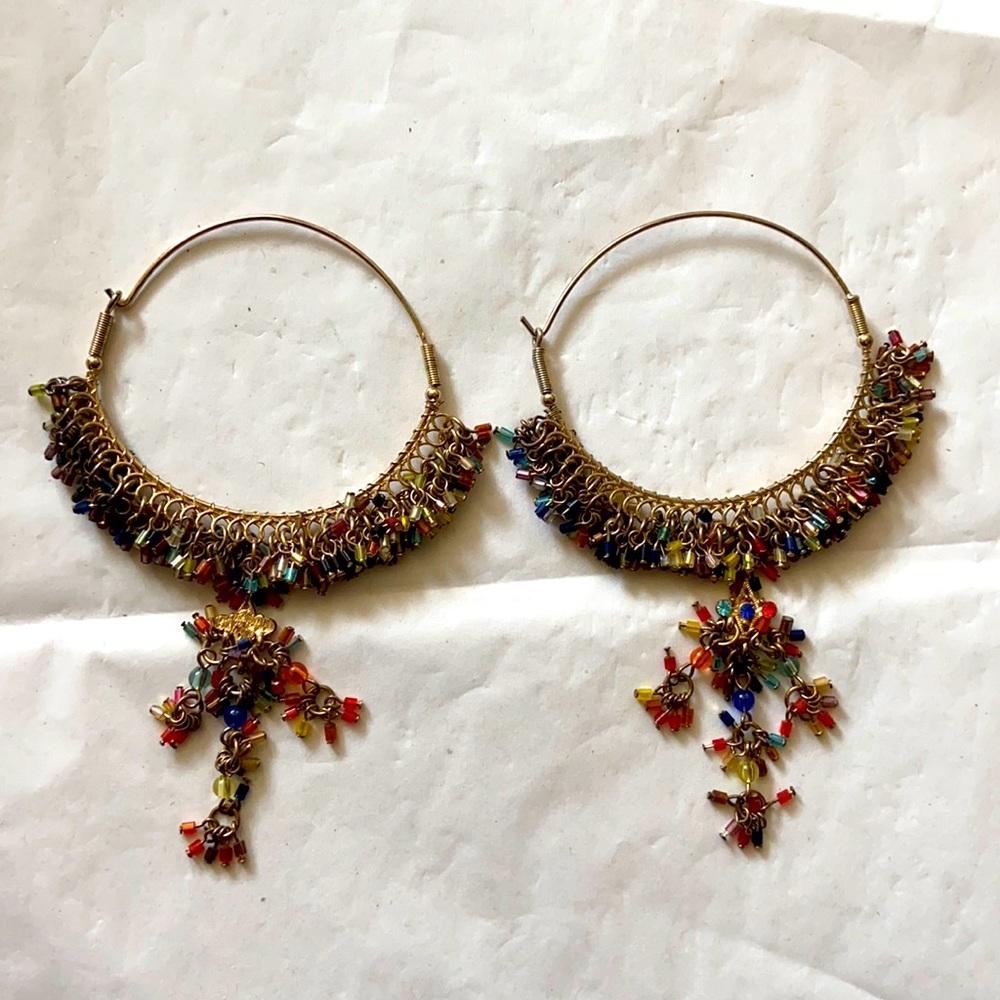Vintage Hoop Crystal Chandelier Earrings